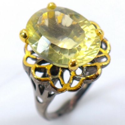 Серебряное кольцо с лимонным кварцем натуральным арт 29125