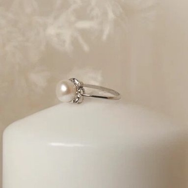 Серебряное кольцо с жемчугом 925 арт 50416