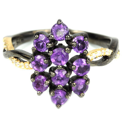 Серебряное кольцо фиолетовый аметист натуральный арт 4753