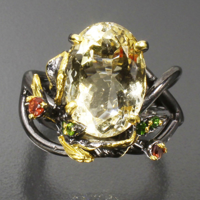 Серебряное кольцо с лимонным кварцем арт 9258