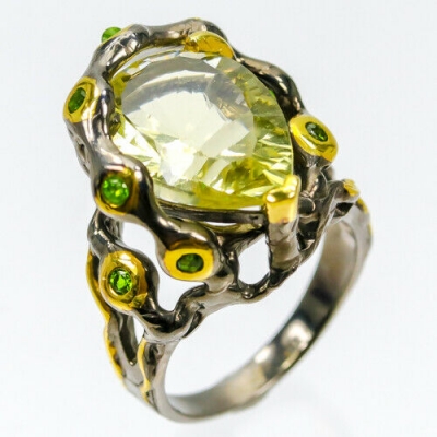 Серебряное кольцо с лимонным кварцем натуральным арт 29156