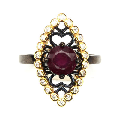 Серебряное кольцо с рубином натуральным арт. 23500