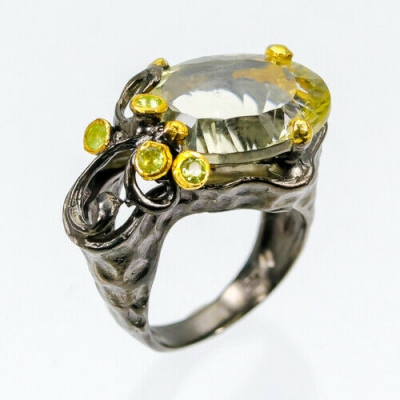 Серебряное кольцо с лимонным кварцем натуральным арт 28923