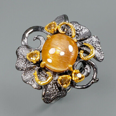 Серебряное кольцо Солнечный камень натуральный арт 40040