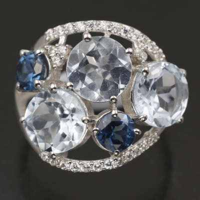 Серебряное кольцо с топазами натуральными арт. 27189