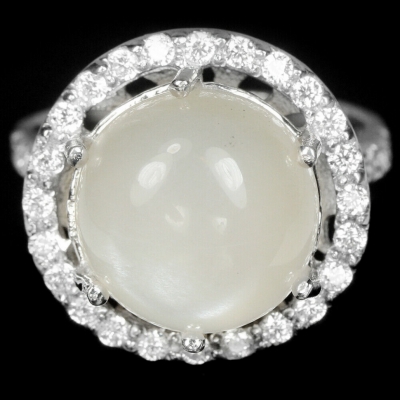 Серебряное кольцо с лунным камнем арт 26400
